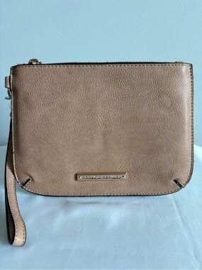 Poppy & Peonies Taupe Vegan Leather Wristlet Clutch